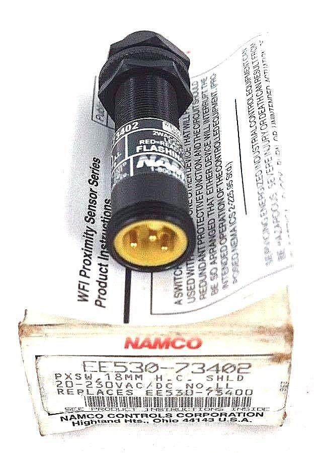 Used NIB NAMCO EE530-73402 PXSW SENSOR, 18MM REPLACES EE530-73400, 20-230VAC/DC