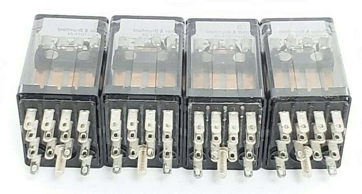 Used LOT OF 4 POTTER & BRUMFIELD KHAU-17D11-12 RELAYS, 24VDC,3A, 120VAC, KHAU17D1112