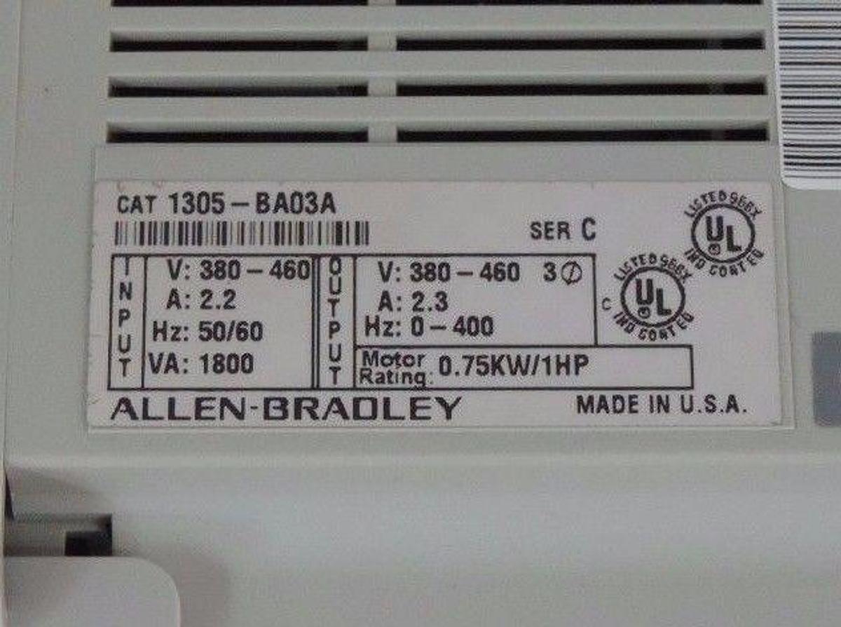 Used REPAIRED ALLEN BRADLEY 1305-BA03A AC DRIVE SER C 1305BA03A W/ 1201-HA1 TERMINAL
