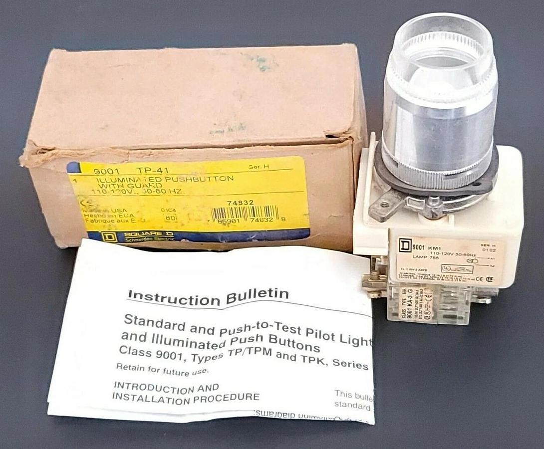 NIB SQUARE D 9001-TP-41 ILLUMINATED PUSHBUTTON 9001TP41 SER. H