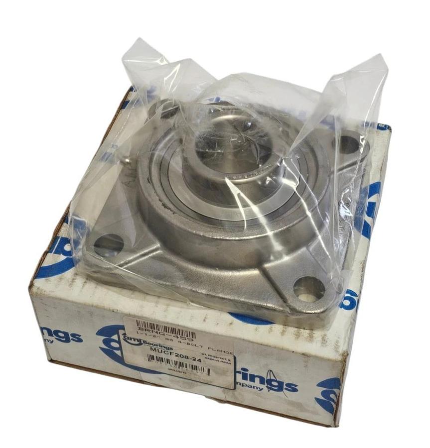 NIB AMI BEARINGS MUCF208-24 FLANGED BEARING STAINLESS 4BOLT 1-1/2IN BORE