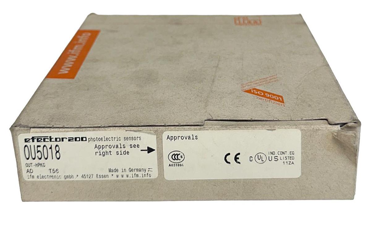 Used IFM EFECTOR 200 OUT-HPKG / OU5018 RETRO-REFLECTIVE DIFFUSE SENSOR 10-55VDC NSMP