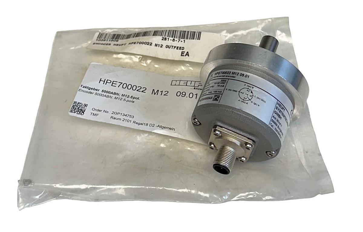 Used NEW HEUFT HPE700022 M12 09.01 EBI INCREMENTAL ENCODER 10-30VDC 5000PPR 70mA NSMP