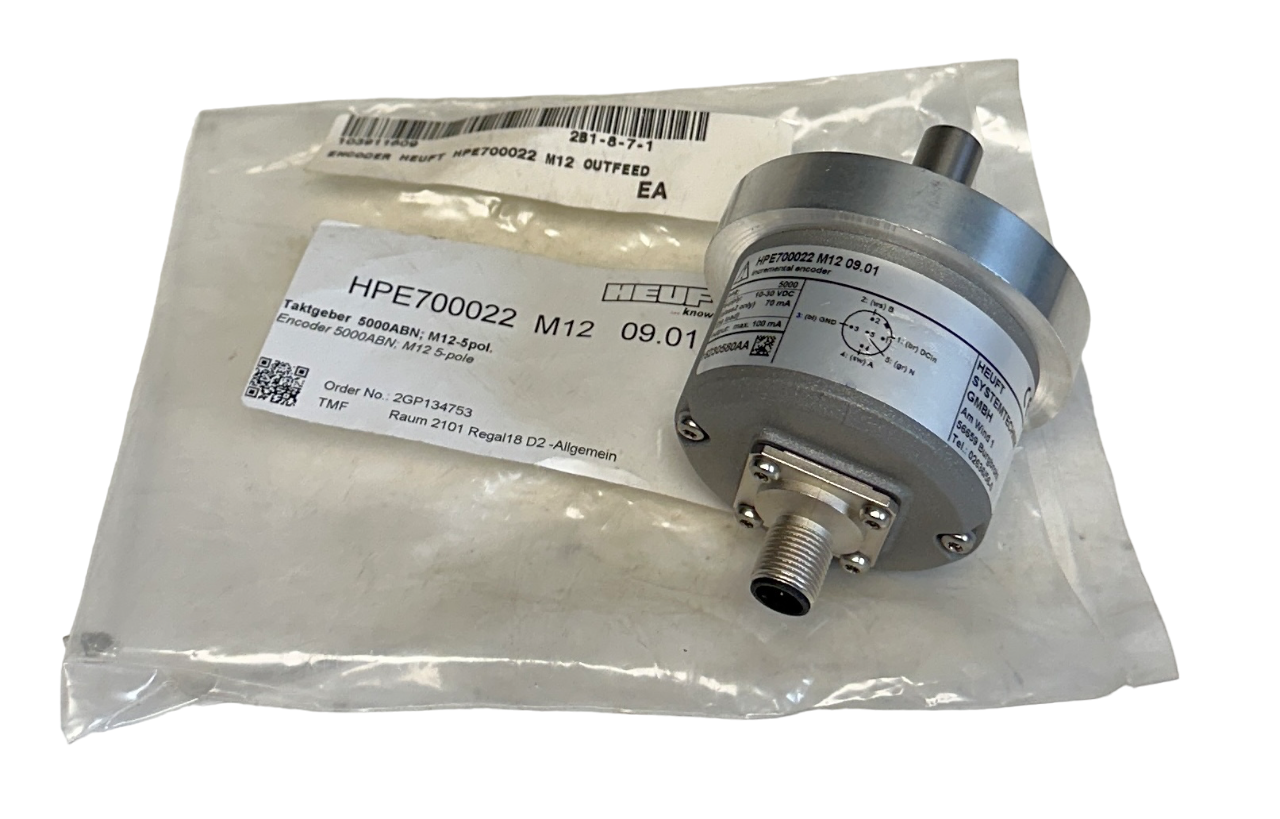 Used NEW HEUFT HPE700022 M12 09.01 EBI INCREMENTAL ENCODER 10-30VDC 5000PPR 70mA NSMP