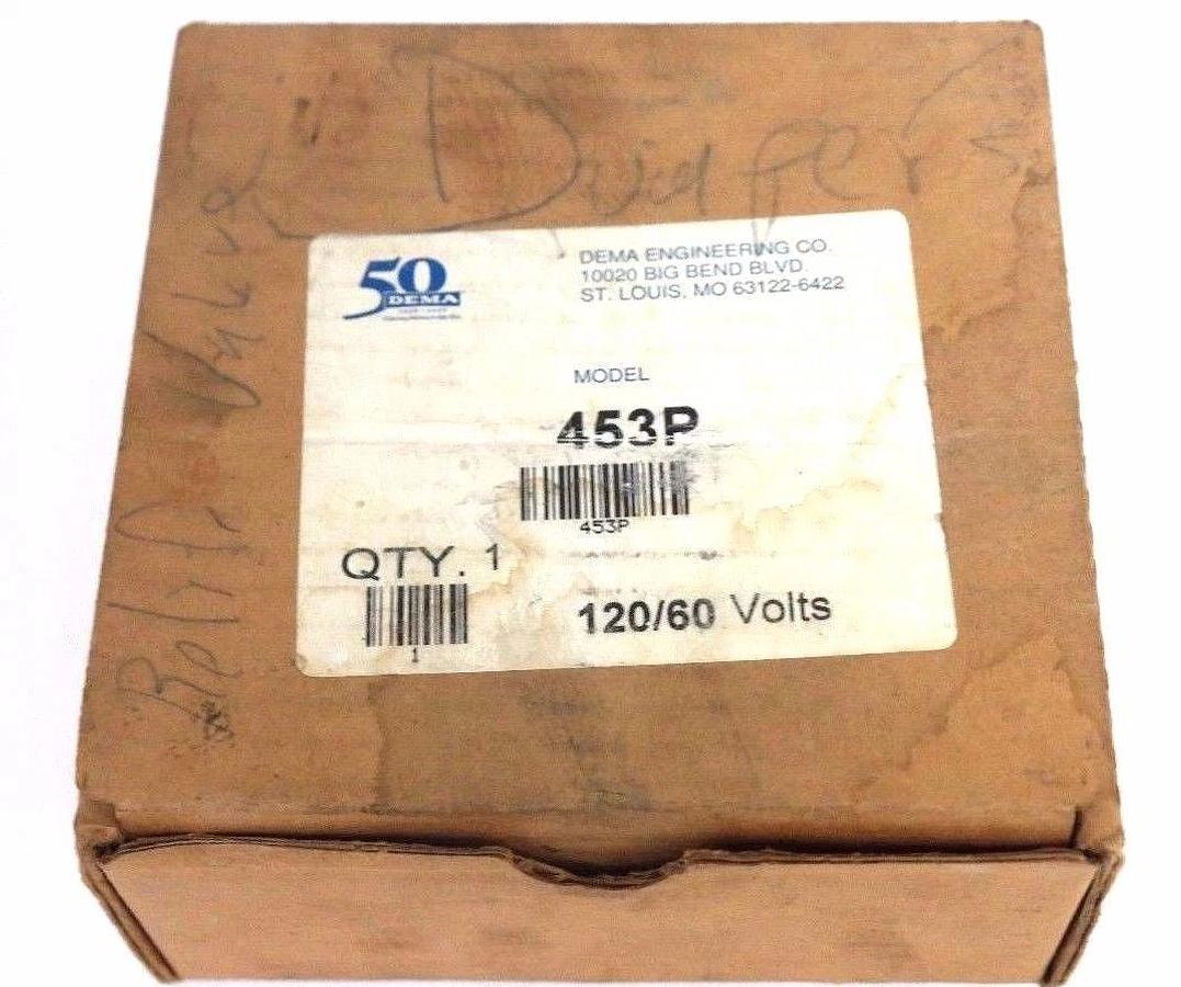Used NIB DEMA ENGINEERING 453P SOLENOID VALVE 1500MRP, 1200MOPD, 120/60VOLTS