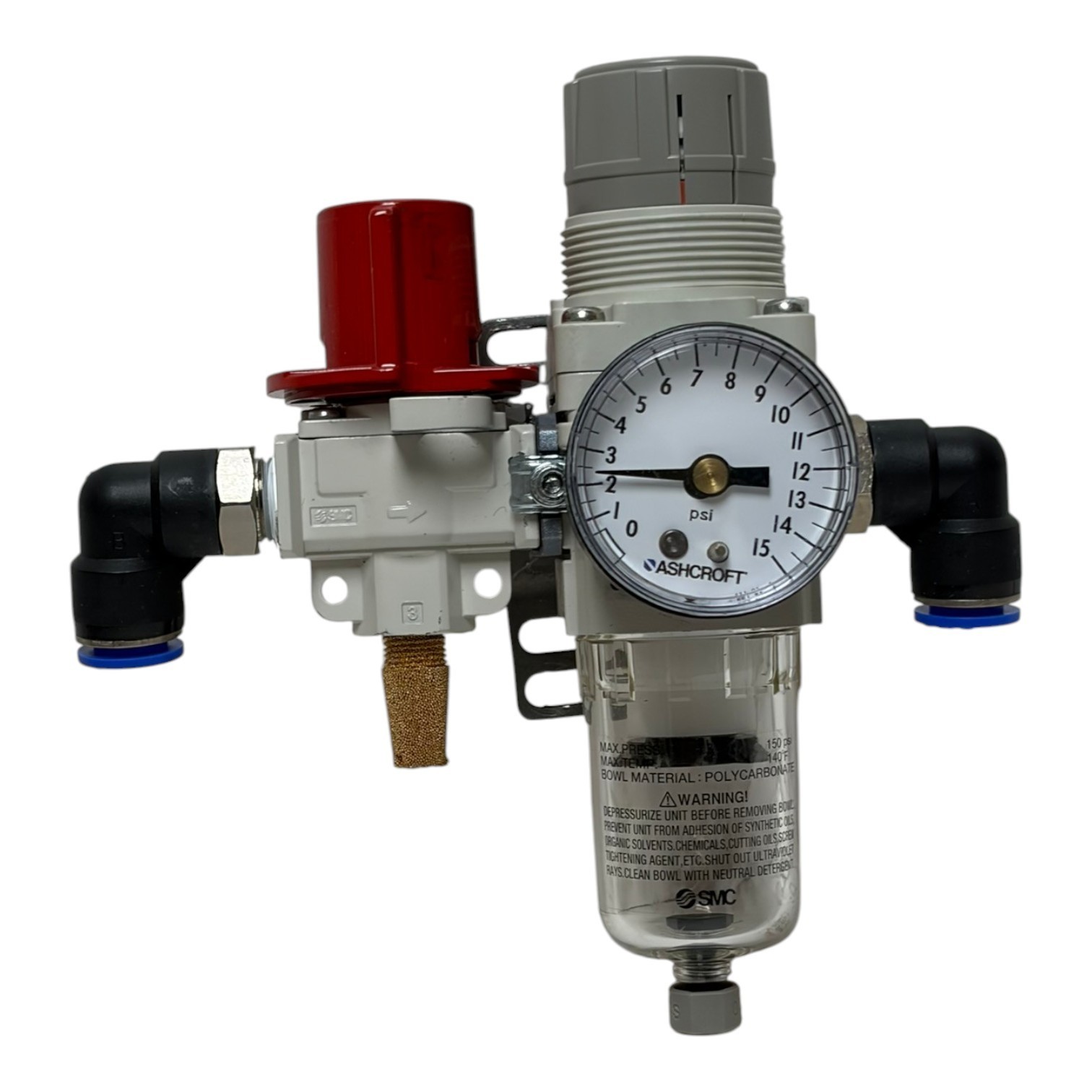 Used SMC AW20-N02G-Z-A Filter Regulator VHS20-N02B-Z Lockout Valve Ashcroft Gauge