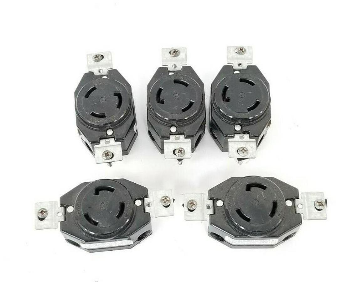 Used LOT OF 4 LEVITON 30A 125/250V TURN LOCKING RECEPTACLE OUTLETS