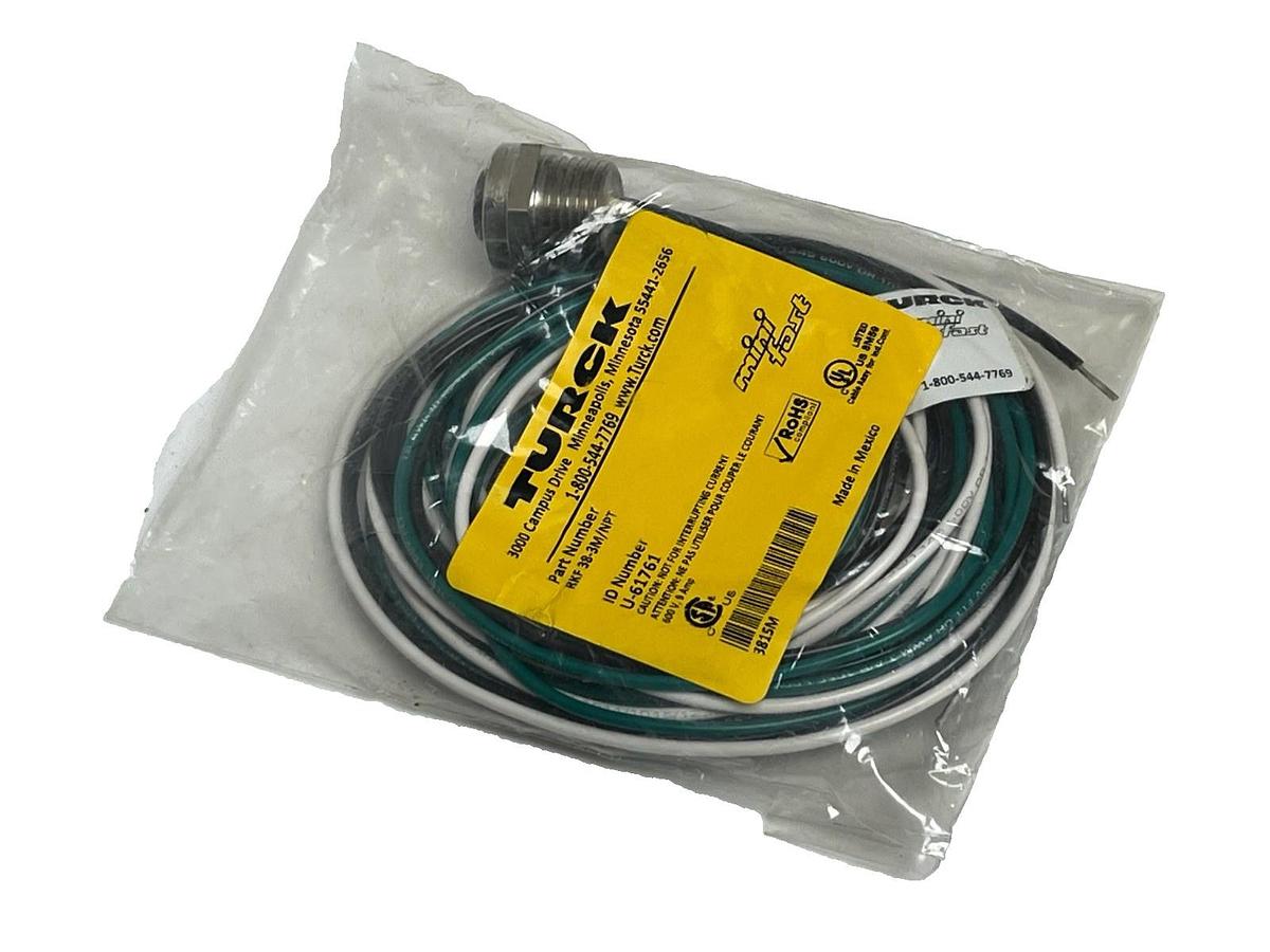 Used Turck RKF 38-3M/NPT Minifast Receptacle 3-Pin 7/8" Female 3M - NEW SURPLUS