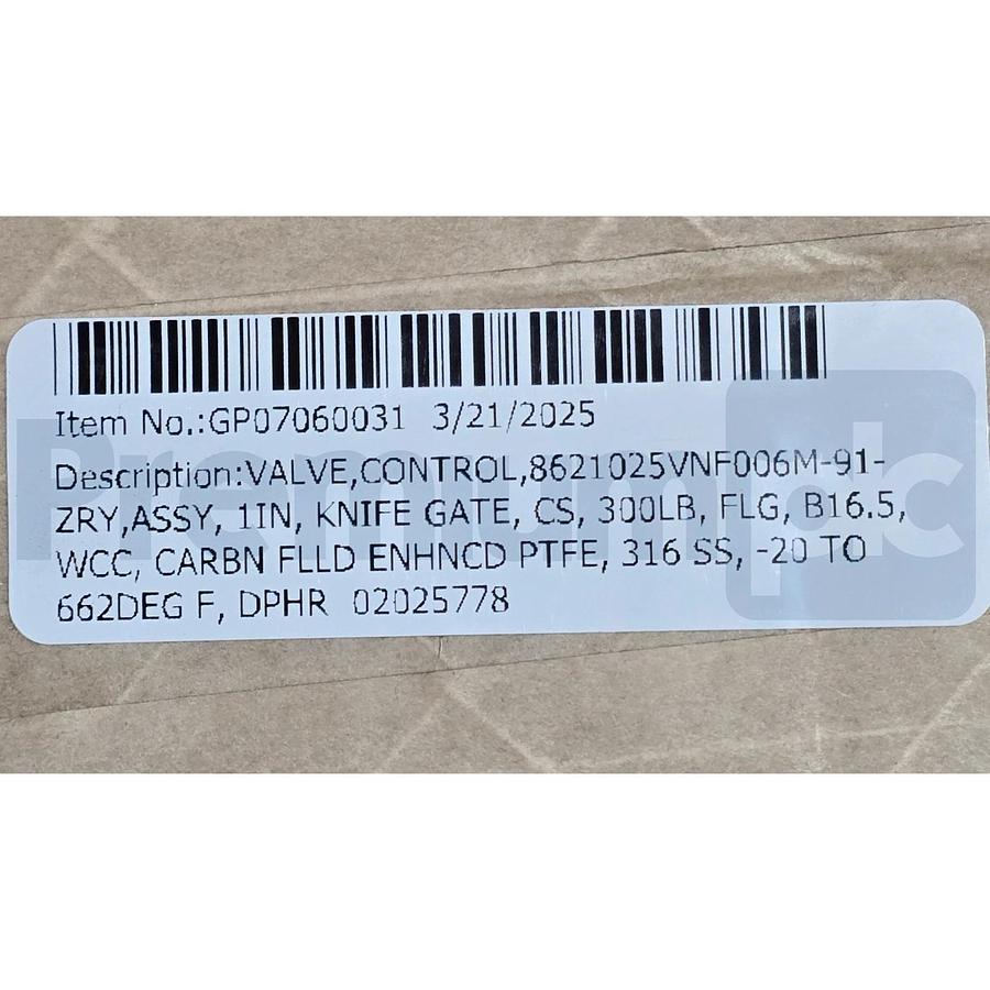 Schubert & Salzer 8621 GS3 Sliding Gate Valve 1" w/ 8049-2 Digital Positioner