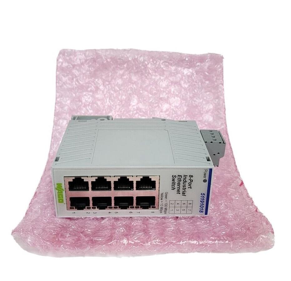 Used NEW WAGO 51191018 8-PORT INDUSTRIAL ETHERNET SWITCH