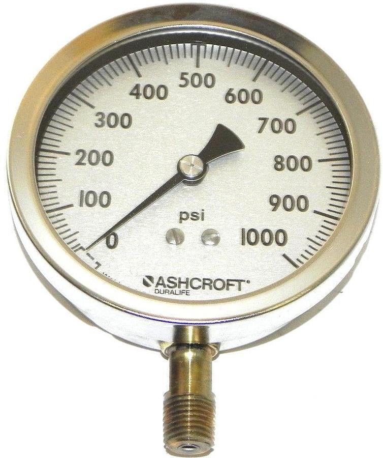 Used NIB ASHCROFT 35-1009-AW-02L-1000#-XLJ INDUSTRIAL DURALIFE GAUGE 3-1/2''