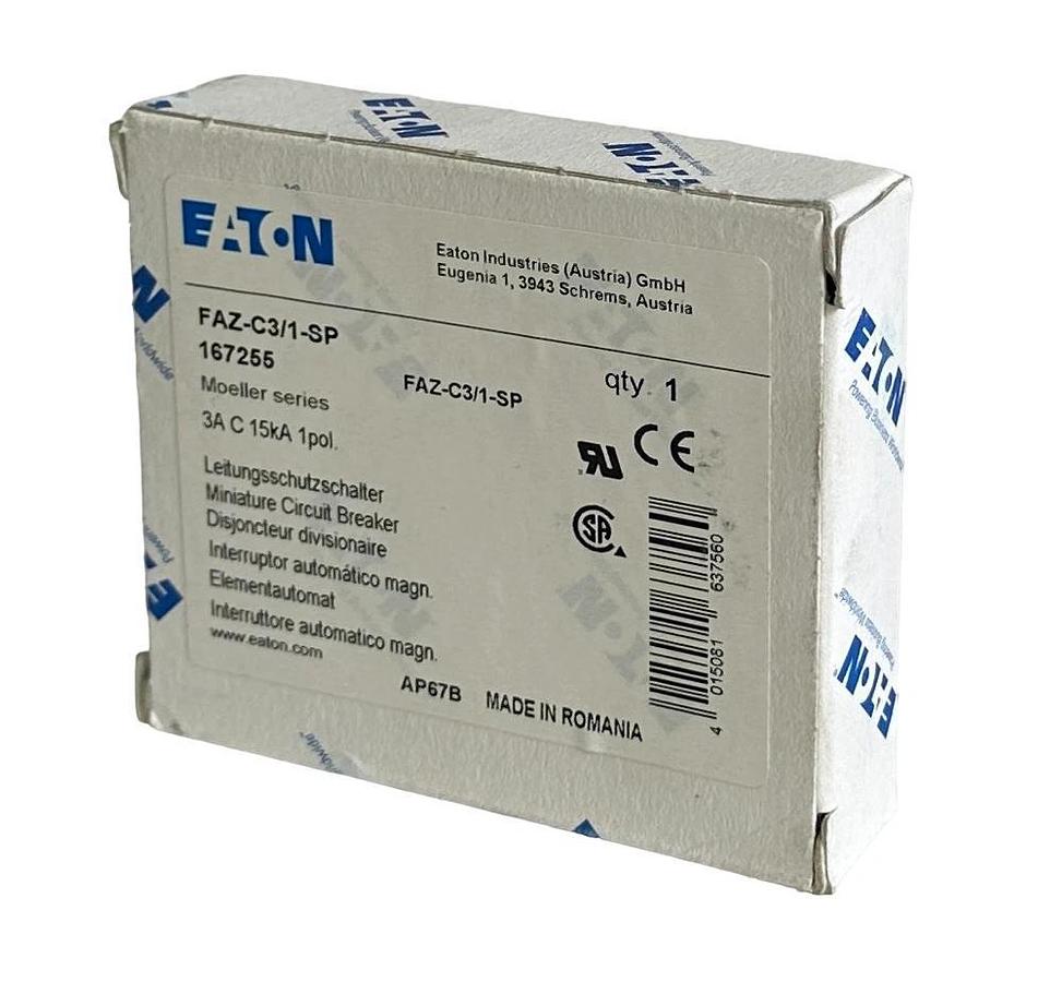NEW EATON FAZ-C3/1-SP / 167255 MOELLER SERIES 3A CIRCUIT BREAKER 1POL 15kA