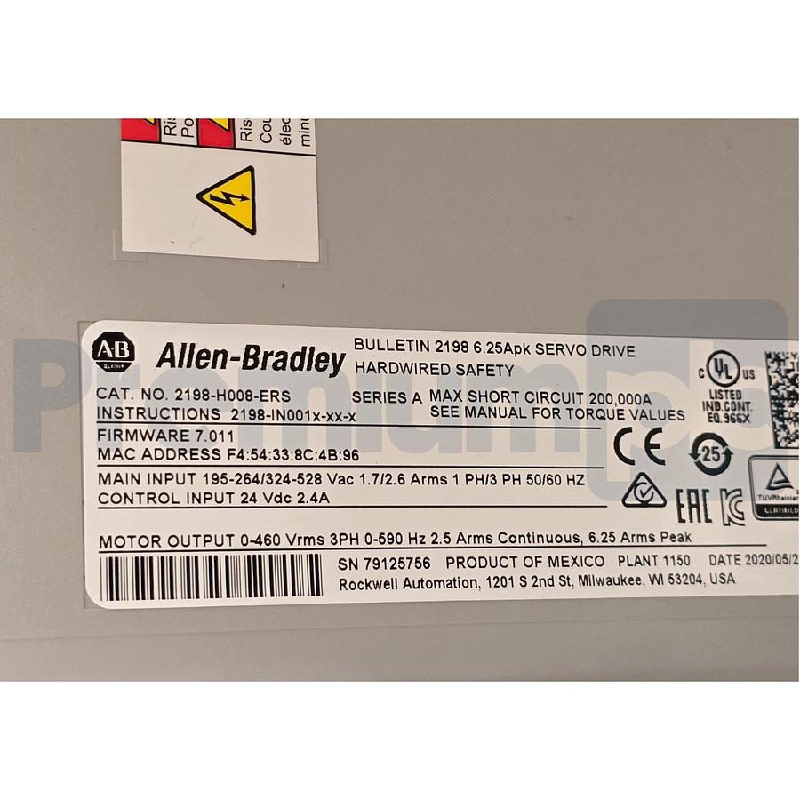 Used Allen-Bradley 2198-H008-ERS /A Kinetix 5500 Servo Drive 1.6kW 1/3PH 195-528V NEW