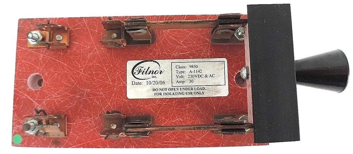Used FILNOR 9850 A-1142 SAFETY PULL SWITCH 250VDC & AC, 30 AMP, A1142