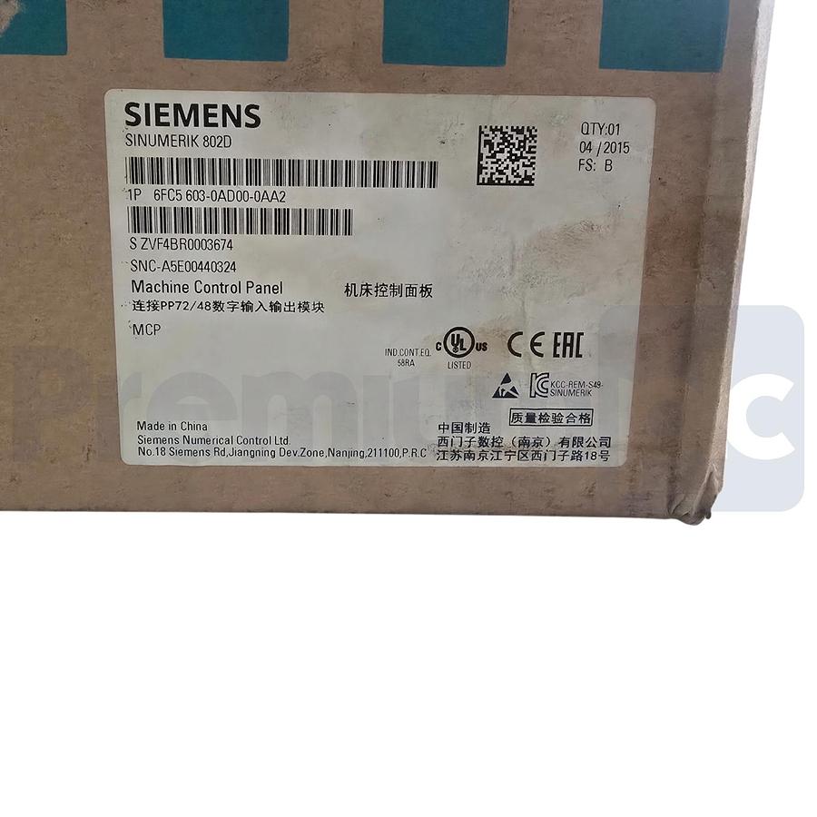 Used Siemens 6FC5603-0AD00-0AA2 SINUMERIK 802D Machine Control Panel MCP 24V NSMP