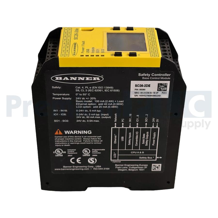 Used BANNER SC26-2DE SC26 SAFETY CONTROLLER BASE CONTROL MODULE P/N 85068 NUPI