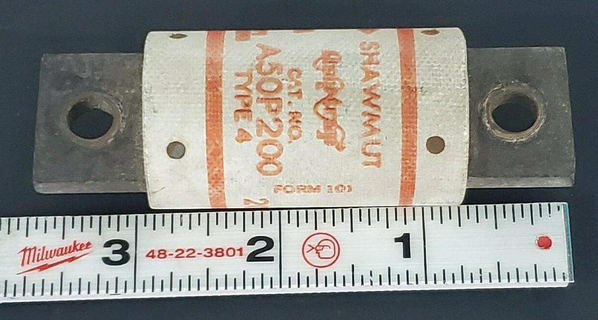 Used GOULD SHAWMUT A50P200 AMP-TRAP SEMICONDUCTOR 200AMP 500V FUSE TYPE 4
