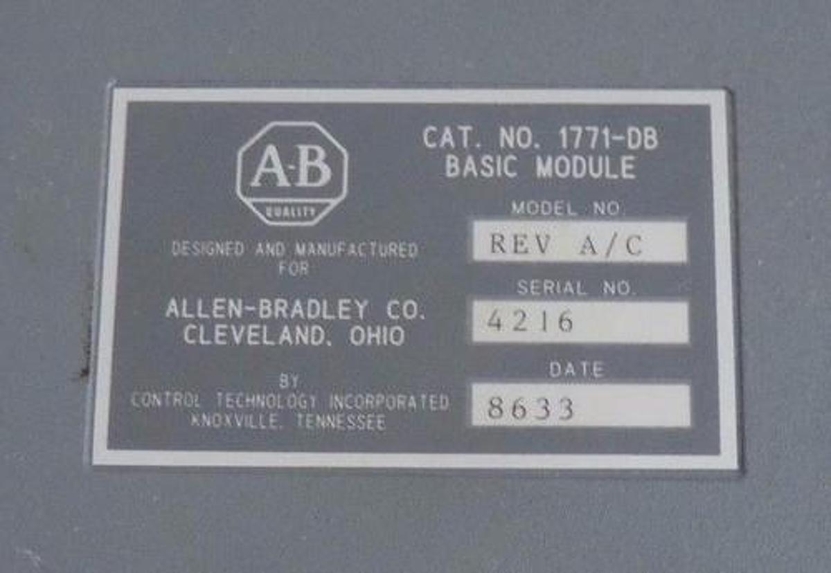 Used ALLEN BRADLEY 1771-DB BASIC MODULE REV A/C 1771DB