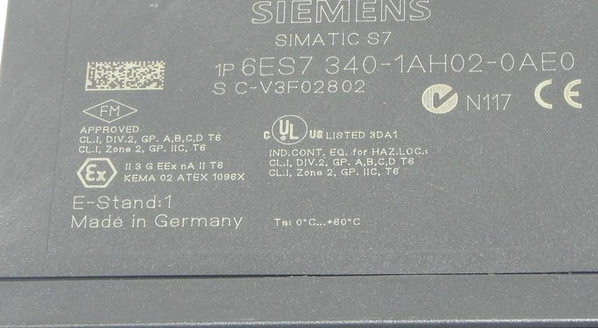 Used SIEMENS 6ES7-340-1AH02-0AE0 MODULE SIMATIC S7, 6ES73401AH020AE0