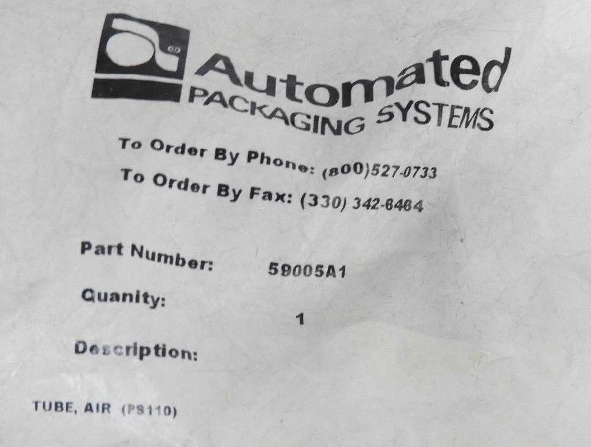 Used NEW AUTOMATED PACKAGING SYSTEMS 59005A1 AIR TUBE PS110
