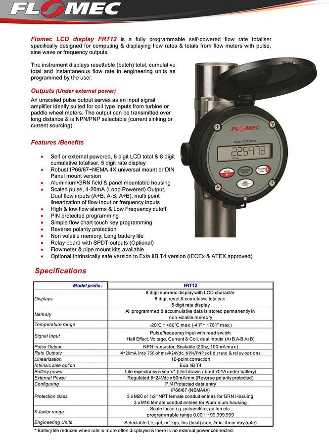 FLOMEC / TRIMEC FRT121D0MM-I FRT12 FLOW RATE TOTALISER DISPLAY FRT121D0MMI NSMP