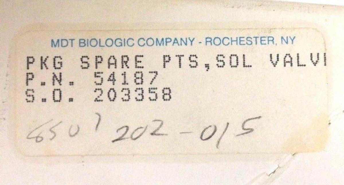 NIB MDT BIOLOGIC COMPANY 54187 SOLENOID VALVE REPAIR KIT