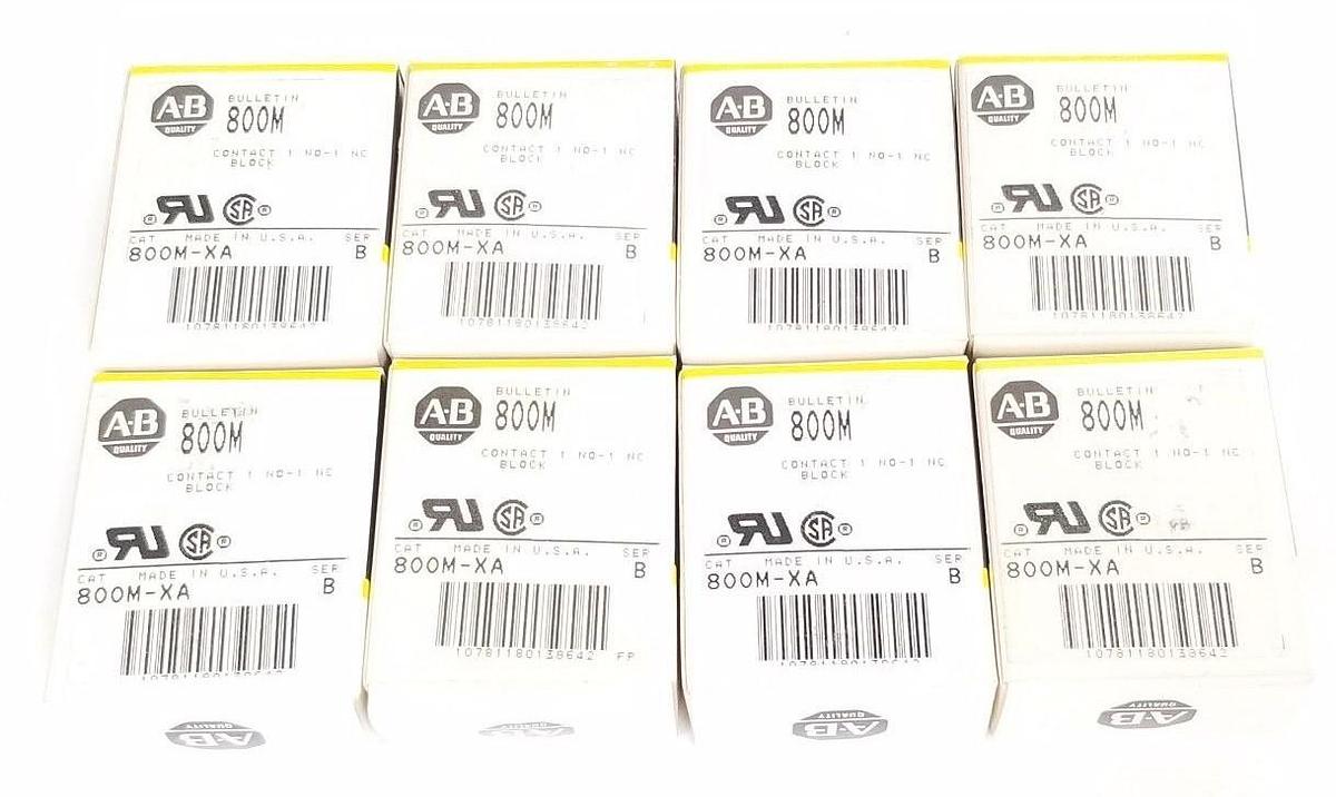 LOT OF 8 NIB ALLEN BRADLEY 800M-XA CONTACT BLOCKS 800MXA, SER. B