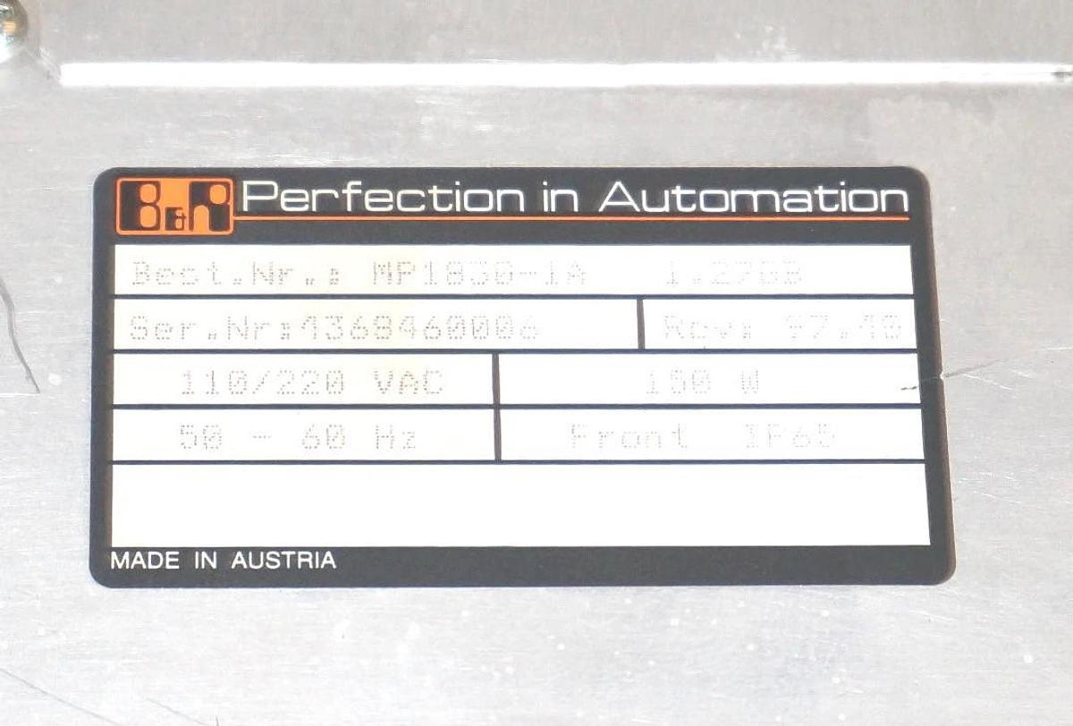 Used MINILINER B&R MP1830-1A OPERATOR INTERFACE REV. 97.10