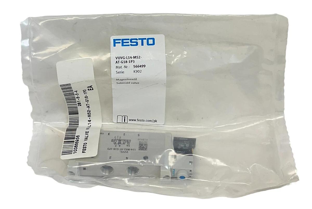 Used NEW FESTO VUVG-L14-M52-AT-G18-1P3 / 566499 5/2 SOLENOID VALVE 24VDC 14mm NSFS