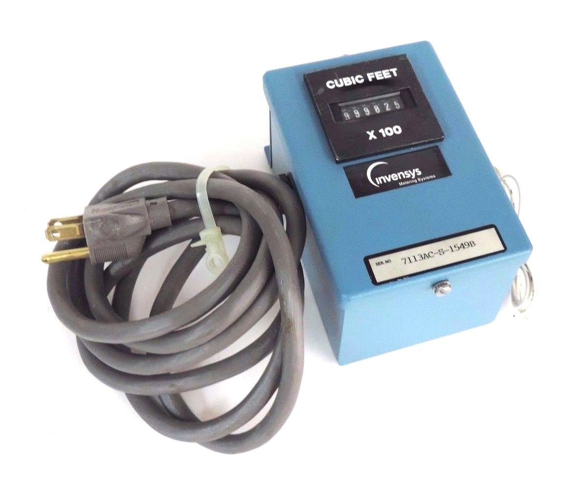 Used NEW INVENSYS KE610F3 100X CUBIC FEET METER 12V, 3W, 10CPS / ENCLOSURE