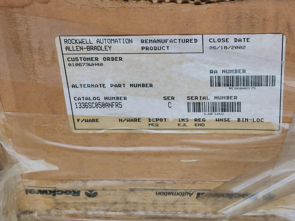 Used REMAN. ALLEN BRADLEY 1336S-C050-AN-FR5 /C AC DRIVE 50HP, 575V 1336S-C050-ANFR5