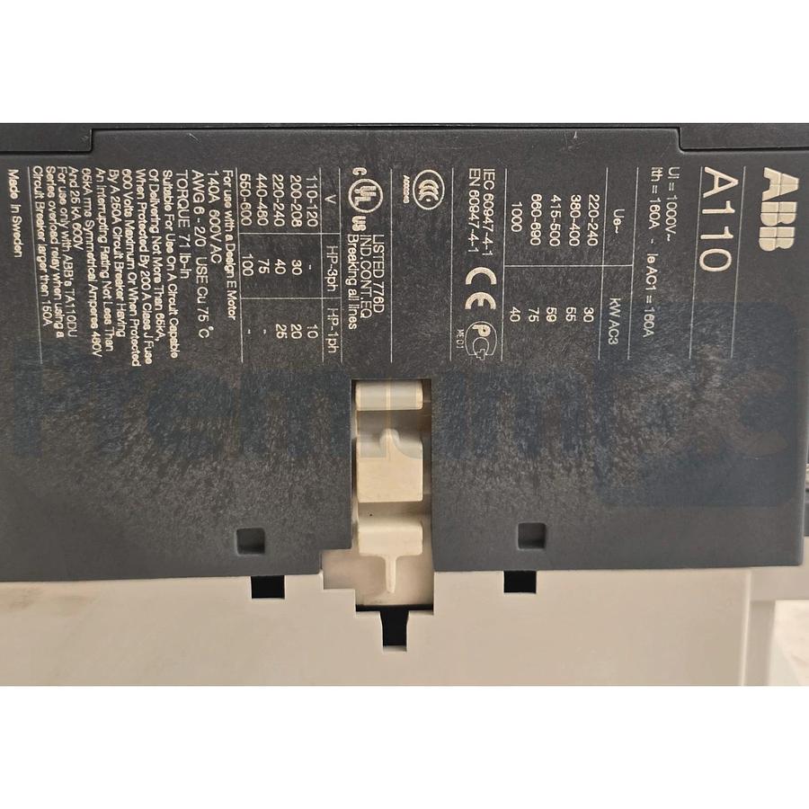 ABB A110-30-11-84 3-Pole IEC Contactor 110A 110/120V Coil 1SFL451001R8411 NUPI