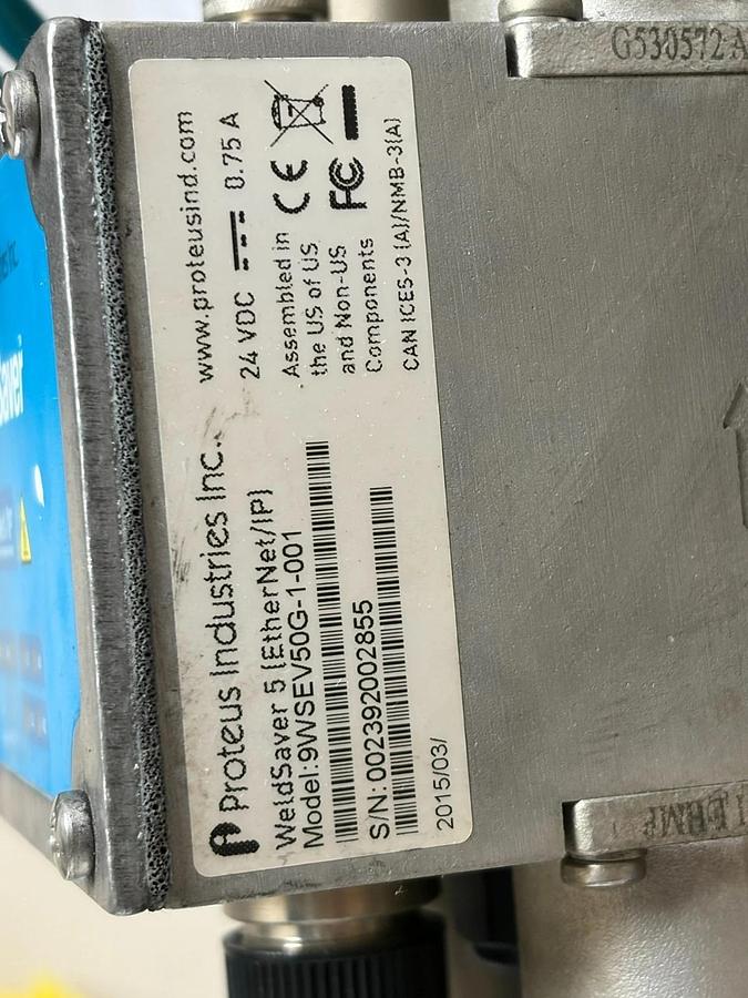 Used Proteus Industries WeldSaver 5 EtherNet/IP 9WSEV50G-1-001 Robotic Water Control