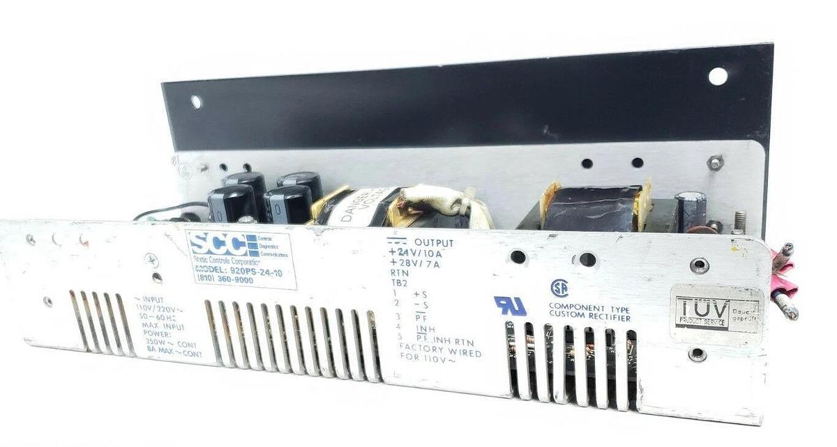 Used SCC STATIC CONTROLS CORPORATION 920PS-24-10 POWER SUPPLY, 24VDC, 10A, 20PS2410