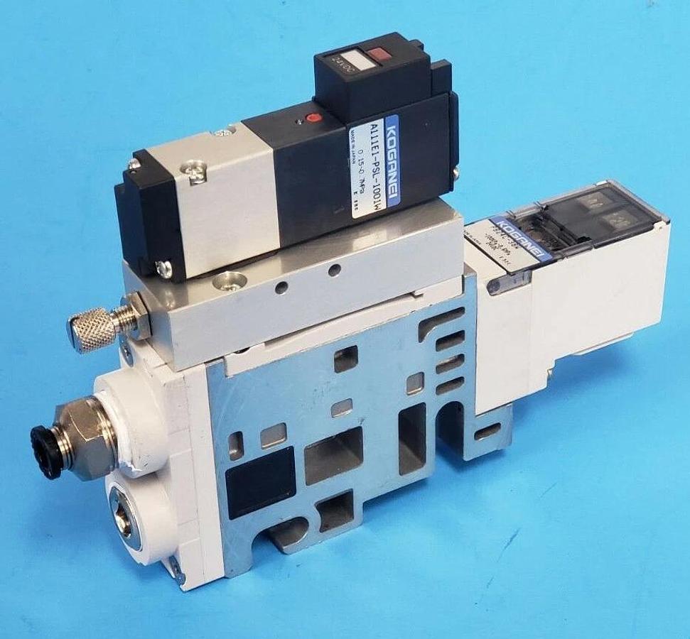 Used KOGANEI PB24C-38W SOLENOID VALVE W/ A111E1-PSL-1001W COIL, 24VDC