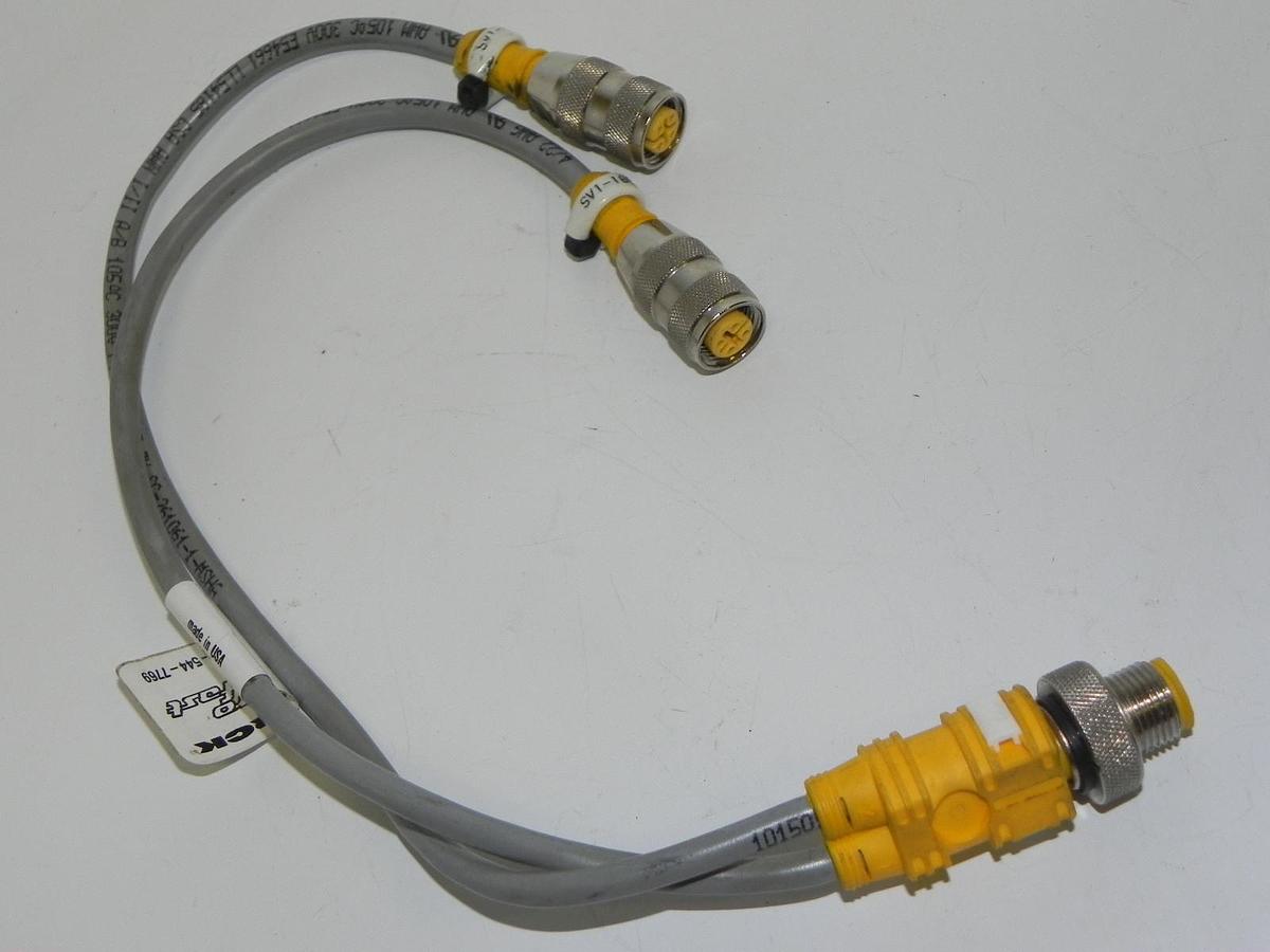 Used TURCK ELEKTRONIK VBRS-4.5-2RK-4T-0.3/0.3/S818 SPLITTER MOLDED TWIN JUNCTION