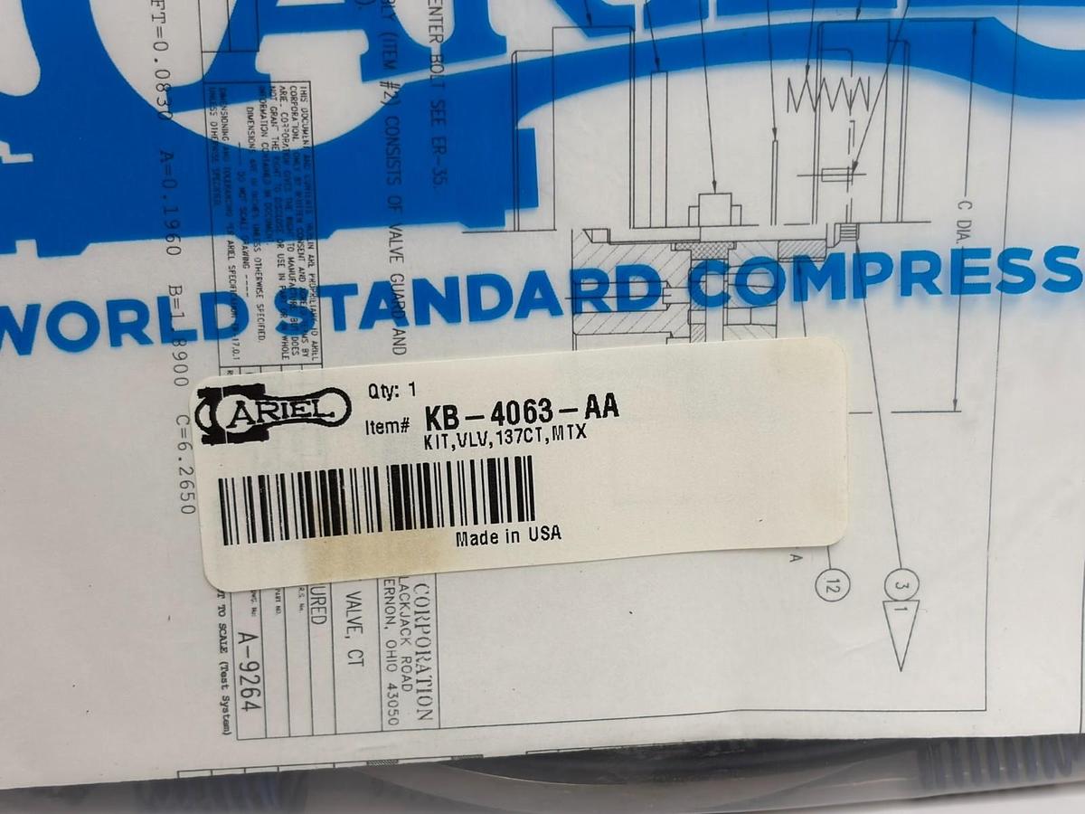 Ariel KB-4063-AA Compressor Valve Kit 137CT MTX OEM Rebuild Kit New