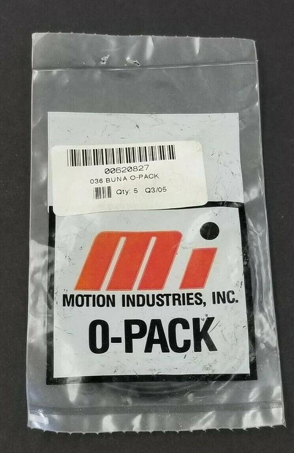 Used NEW BAG OF 5 MOTION INDUSTRIES 036 BUNA O-RINGS 2-3/8" ID 2-1/2" OD 1/16" W