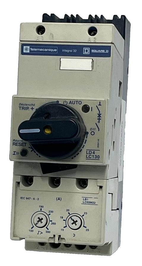 Used Telemecanique LD4-LC130BD Motor Starter | LB1-LC03M22 Overload | 32A 24VDC Coil