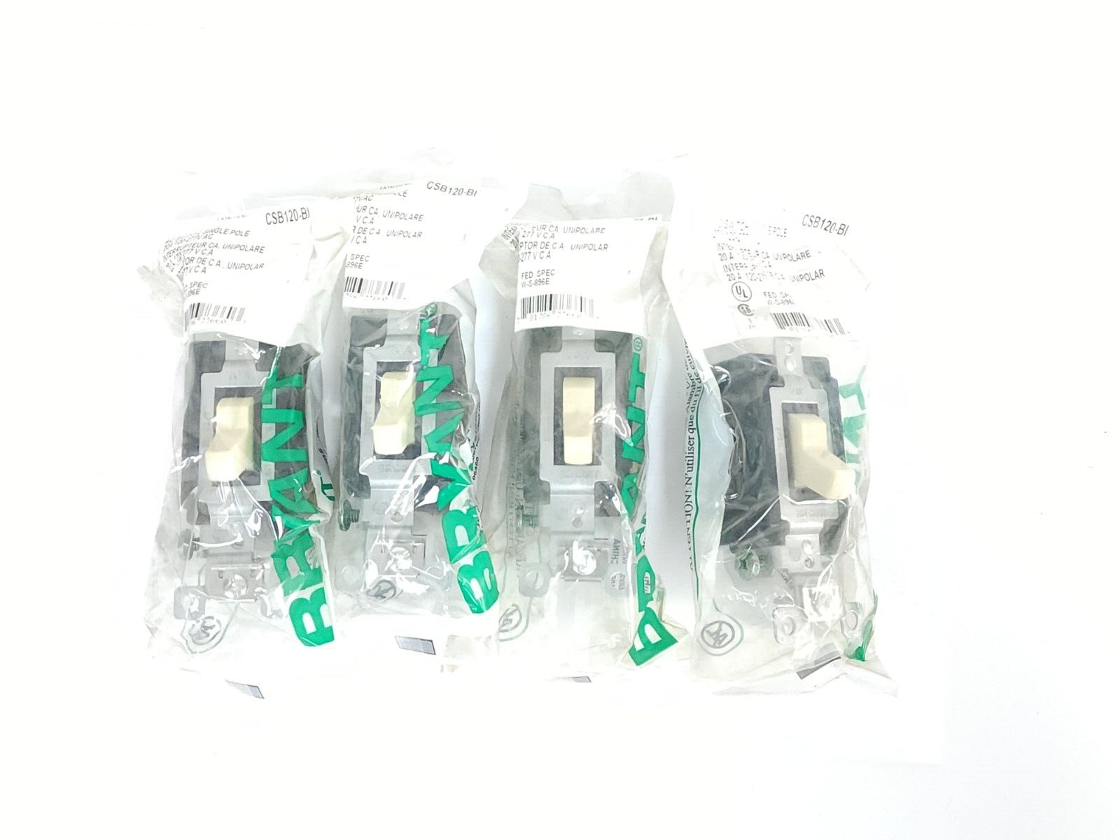 Used LOT OF 4 NEW BRYANT CSB120-BI AC SWITCHES SINGLE POLE