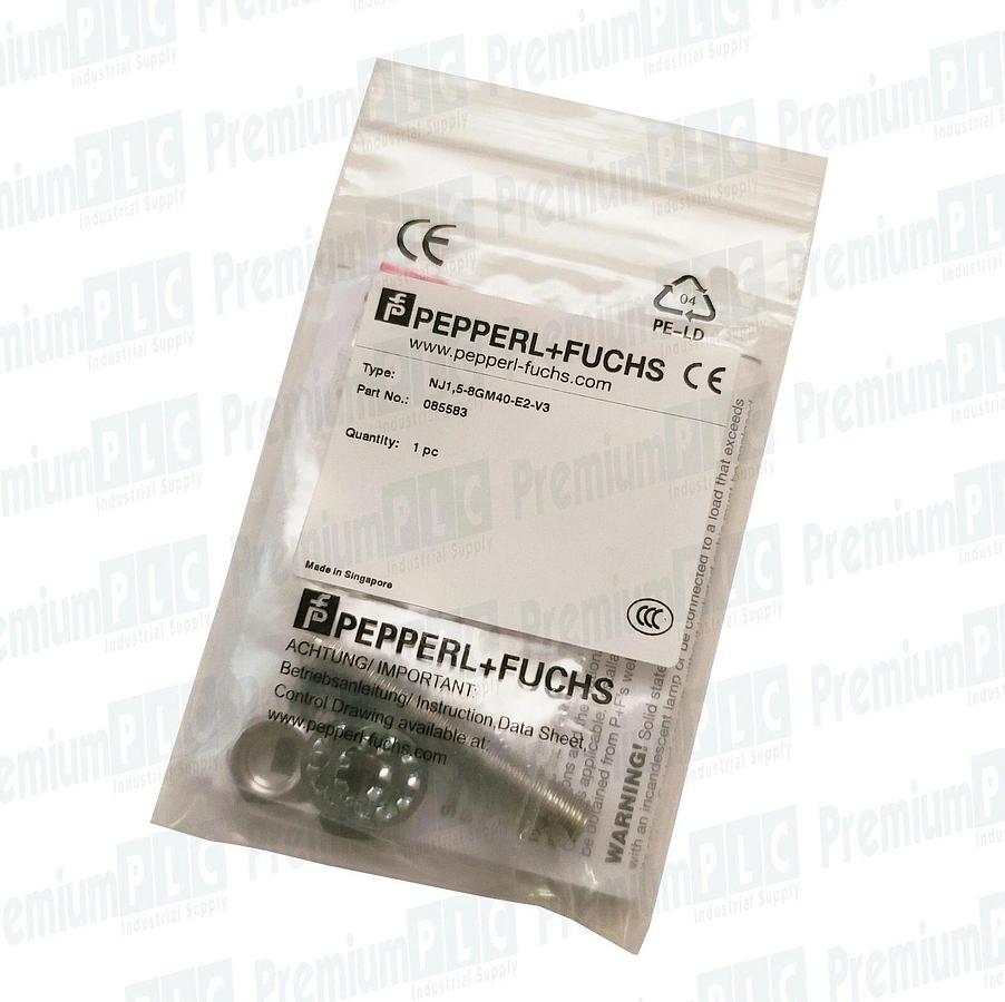 Used PEPPERL & FUCHS NJ1.5-8GM40-E2-V3 / NJ158GM40E2V3 PROXIMITY SENSOR P/N 085583