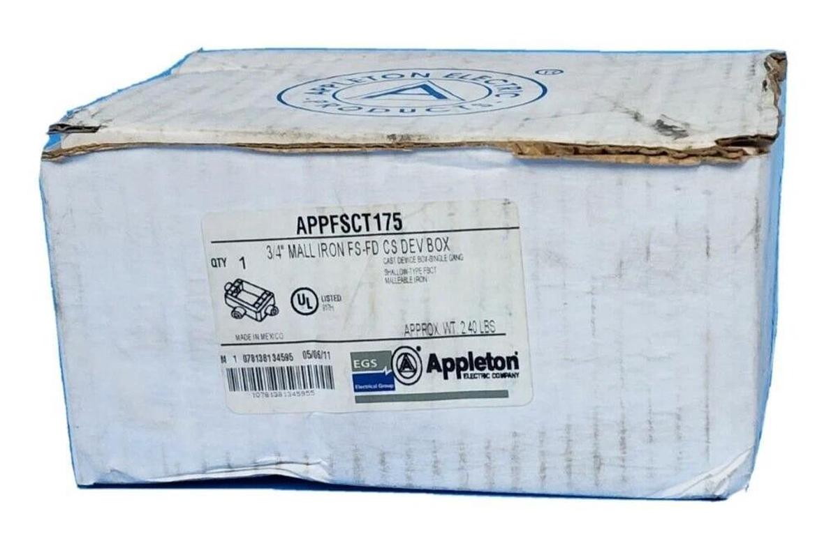 Used NEW EGS APPLETON APPFSCT175 3/4'' MALLABLE IRON FS-FD CS DEV BOX
