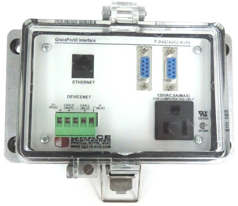Used GRACE P-D4Q7#2R2-M3R0 GRACEPORT  ETHERNET INTERFACE MODULE DEVICENET 120VAC, 5A
