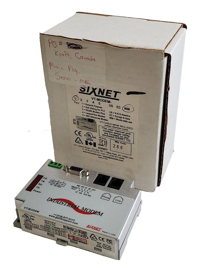 NEW SIXNET / RED LION VT-MODEM-1WW GENERAL PURPOSE MODEM W/VT-CABLE-MDM CABLE