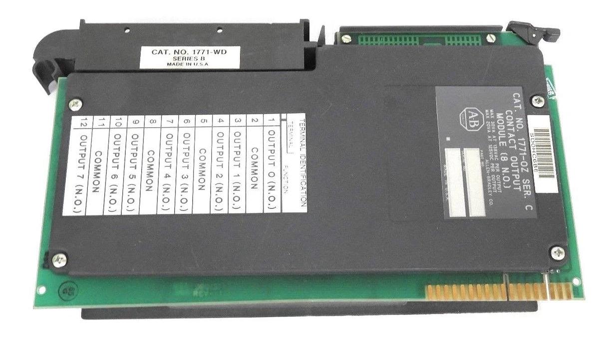 Used ALLEN BRADLEY 1771-OZ CONTACT OUTPUT MODULE (8 N.O) SER. C W/ 1771-WD