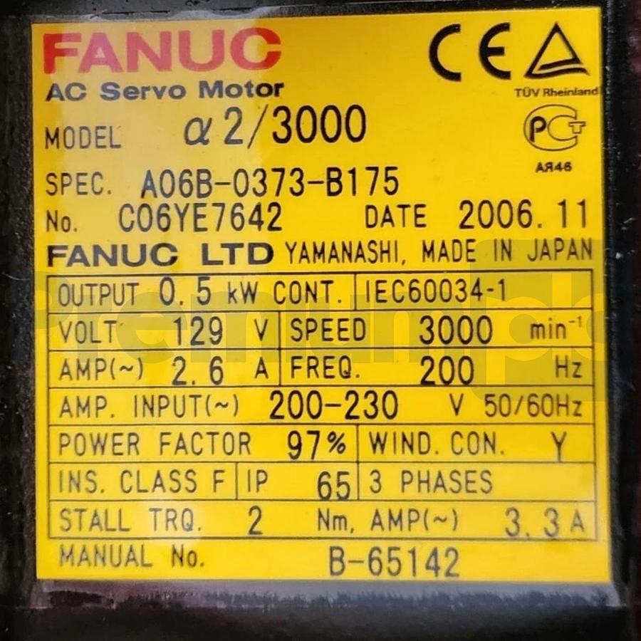 Used FANUC A06B-0373-B175 / A06B0373B175 a2/3000 AC SERVO MOTOR W/A860-0360-T001 NSMP