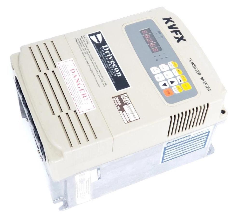 Used DRIVECON KVFX-475-E TRANSISTOR INVERTER 380-460V, 50-60HZ, 17A, 10HP, KVFX475E
