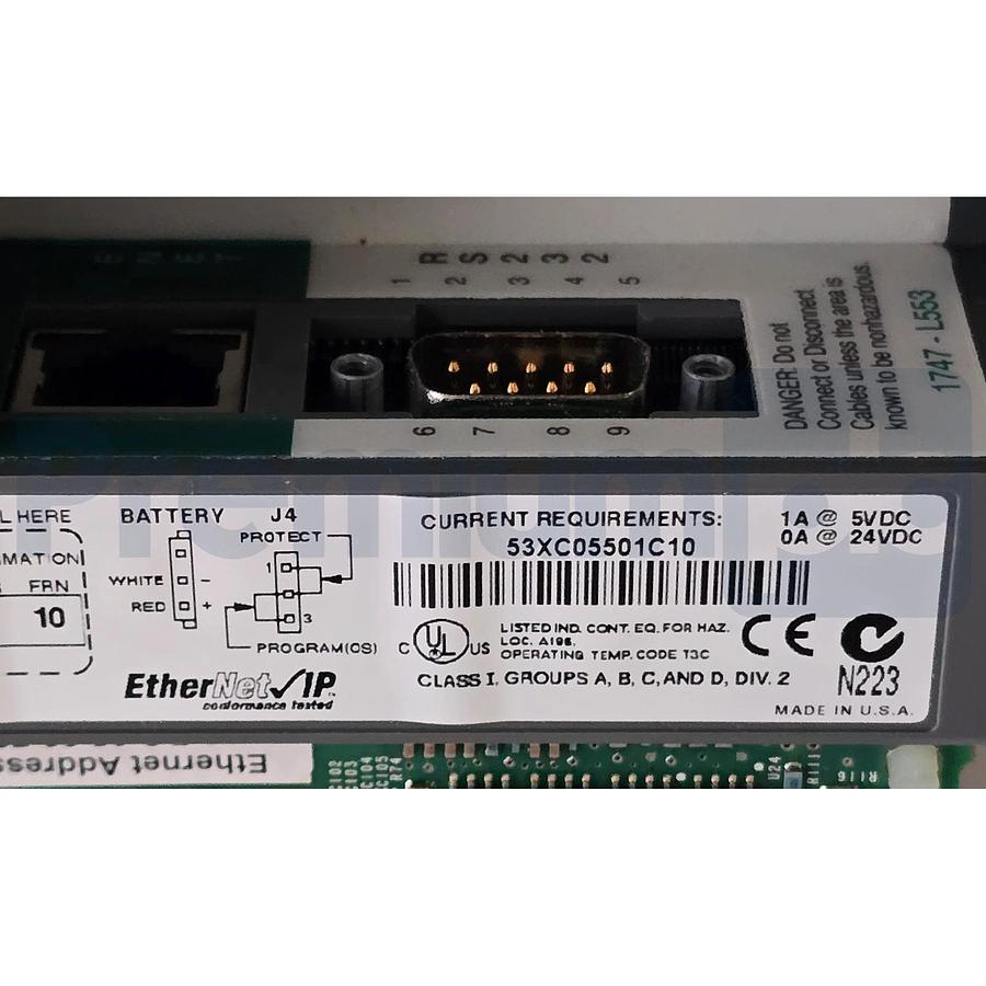 Used Allen-Bradley 1747-L553 /C SLC 5/05 CPU Processor Unit 64K EtherNet/IP FRN. 10
