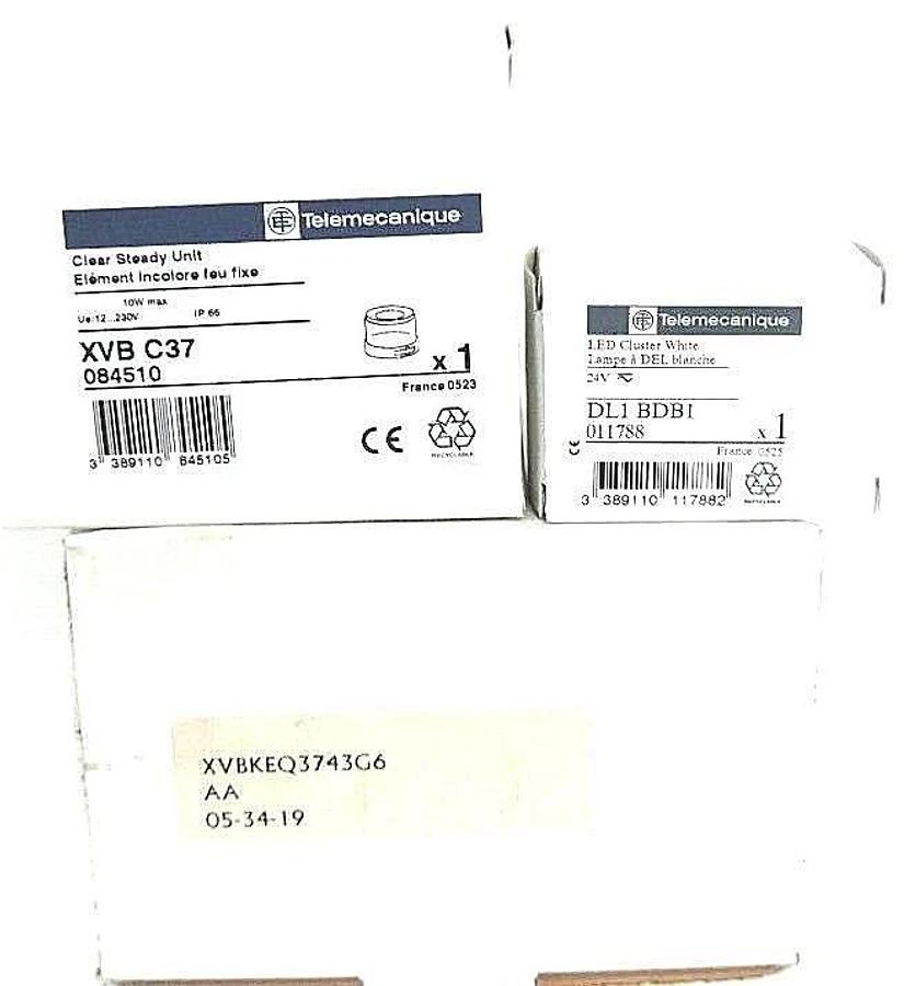 Used NIB TELEMECANIQUE XVBKEQ3743G6 OVER PACK W/ XVB-C37 CLEAR STEADY UNIT & DL1-BDB1