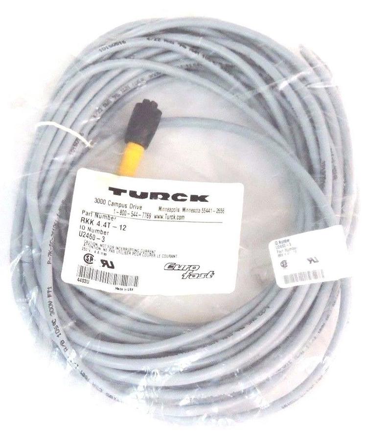 NEW TURCK RKK 4.4T-12 EUROFAST MOLDED CORDSET ID NUMBER U2460-3